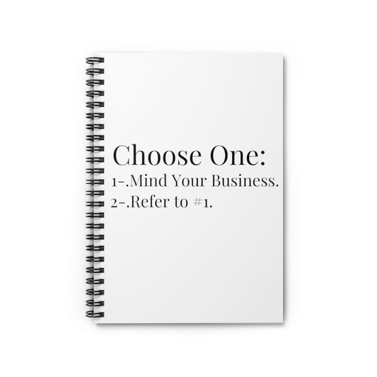 Spiral Notebook   Humorous Mind Your Business Sarcasm Sardonic Sayings Lover Novelty Ironic