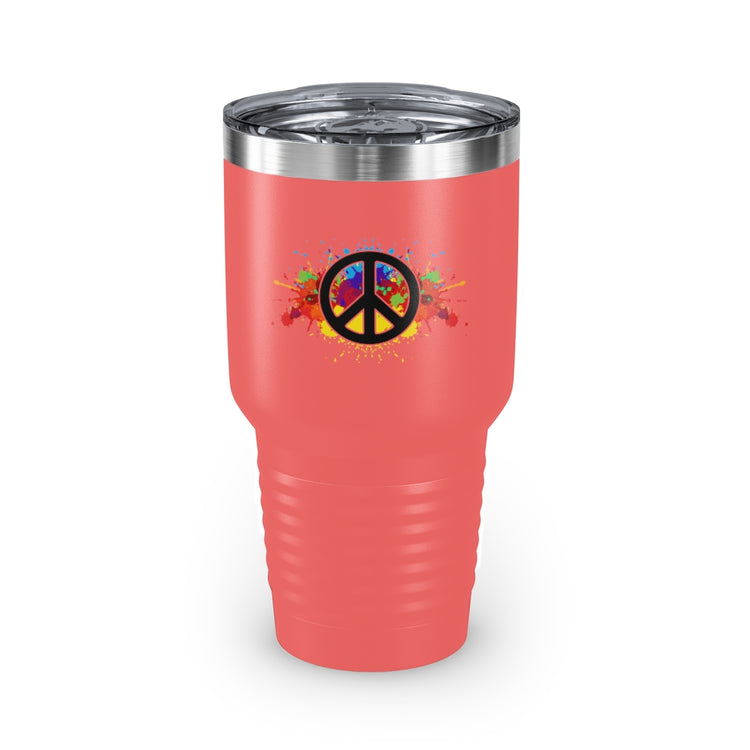 30oz Tumbler Stainless Steel  Colors Hilarious Paint Peace Hipsters Sign Illustration Gags Humorous Splattered