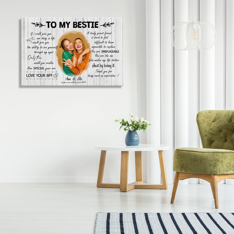 Personalized Name and Bestfriends Photo Canvas Wall Art