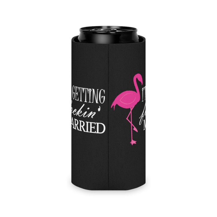 Beer Can Cooler Sleeve Humorous Bridal Entourages Flamingoes Illustration Puns Hilarious Bridesmaids