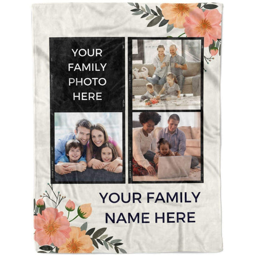 Custom Family Photo Blanket Name Sign Gift