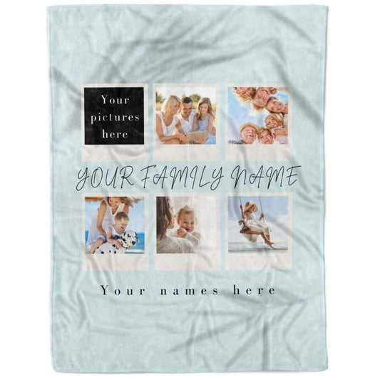 Custom Family Name Sign Photo Blanket Gift