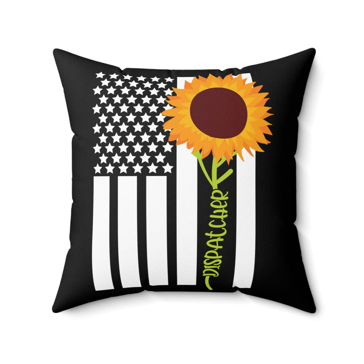 American Flag Sunflower Dispatcher Graphic Vintage Deliveryman Illustration Men Women T Shirt Spun Polyester Square Pillow