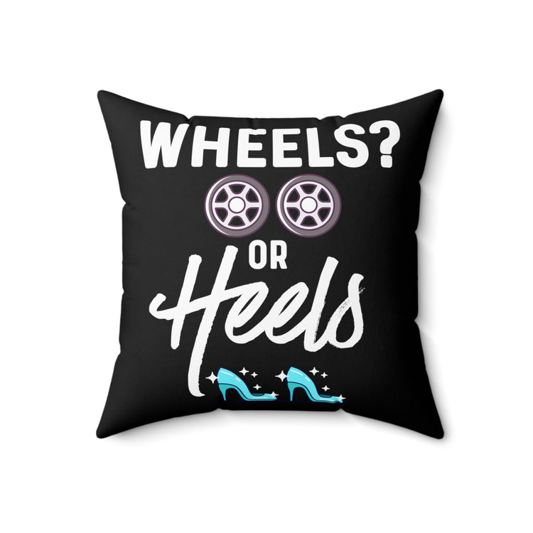 Wheels or Heels Gender Reveal Spun Polyester Square Pillow