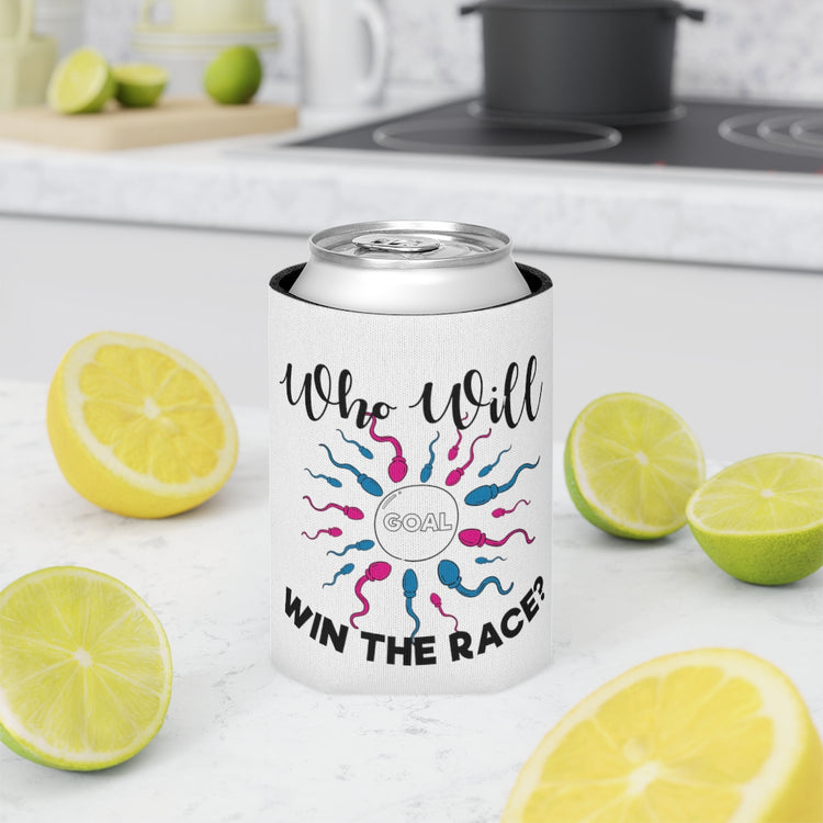 Beer Can Cooler Sleeve   Who Will Win The Race Funny Gender Announcement