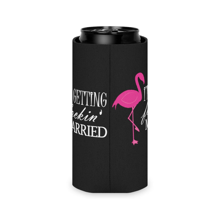 Beer Can Cooler Sleeve Humorous Bridal Entourages Flamingoes Illustration Puns Hilarious Bridesmaids