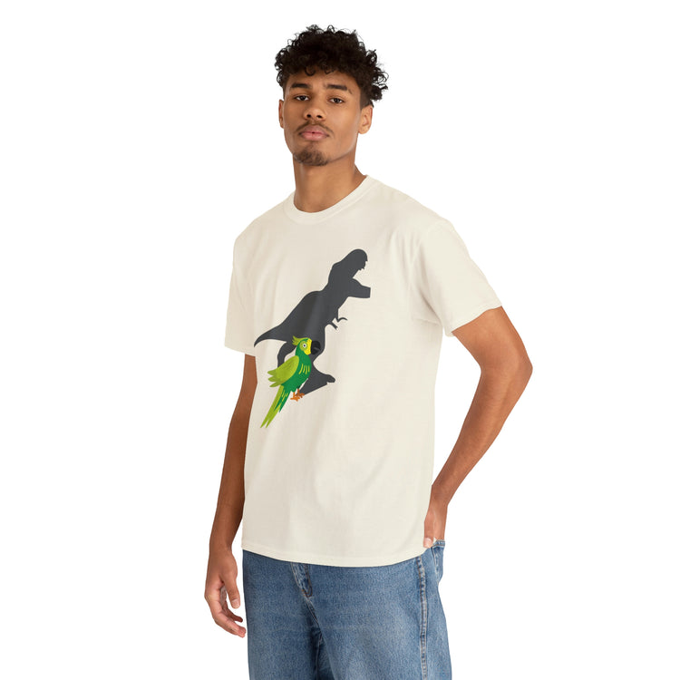 Shirt Funny Screaming Parrot Courageous Dinos Cockatiel Bird Dinosaur Animal Comical T-Shirt Unisex Heavy Cotton Tee