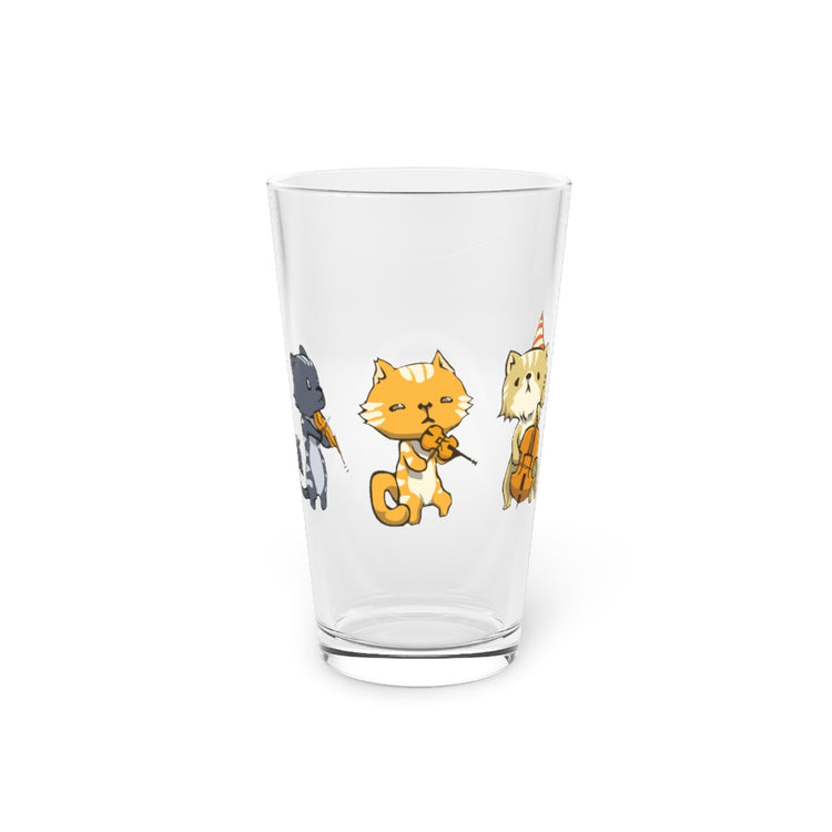 Beer Glass Pint 16oz  Funny Novelty Musician Instrument Tee Shirt Gift	Humorous Kittens Playing