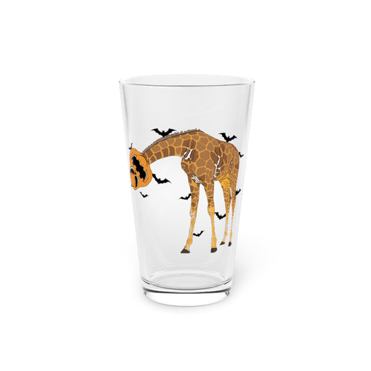 Beer Glass Pint 16oz  Hilarious Giraffe All Hallows Day Outfit Disguise Lover Humorous Long Necked