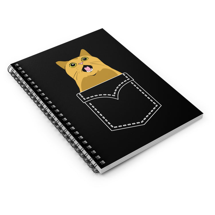 Humorous Kitten Pocket Sassy Illustration Hilarious Snobby Kitties Graphic Men Women T Shirt Spiral Notebook - Ruled Line