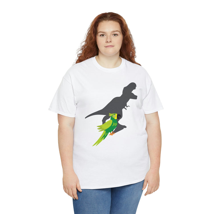 Shirt Funny Screaming Parrot Courageous Dinos Cockatiel Bird Dinosaur Animal Comical T-Shirt Unisex Heavy Cotton Tee