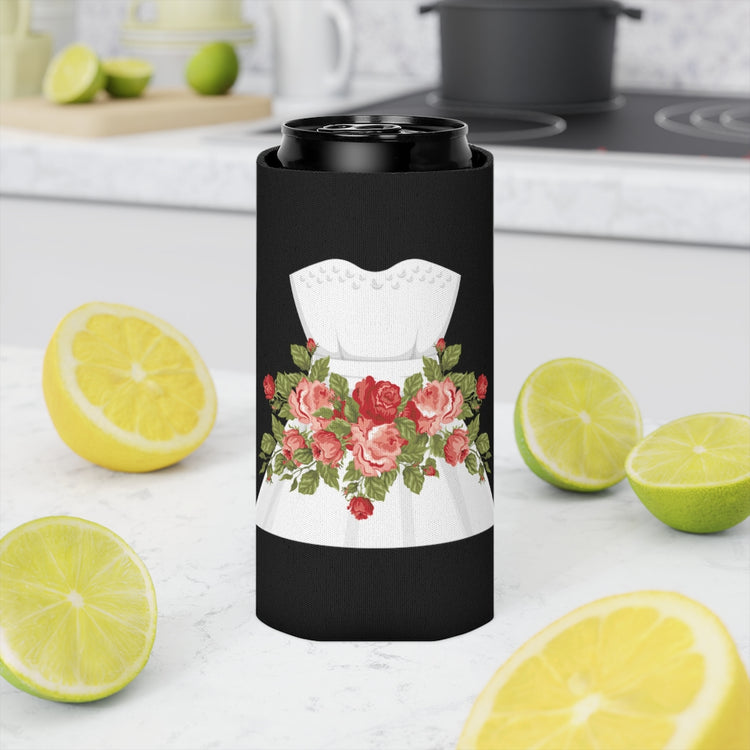 Beer Can Cooler Sleeve Hilarious Wedding Dresses Engagements Mockery Illustration Humorous Flowery