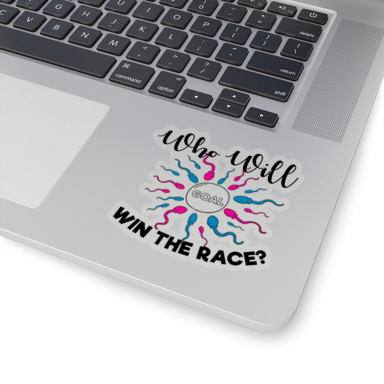 Sticker Decal Who Will Win The Race Funny Gender Announcement Stickers For Laptop Car