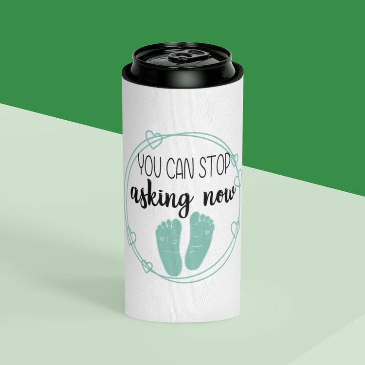 Beer Can Cooler Sleeve Humorous Babies Bellies Expecting Mommas Reveals Sayings Hilarious Birthing Offsprings Tummies Statements