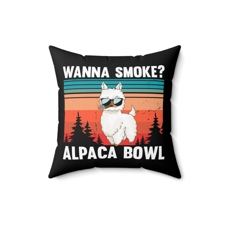 Hilarious Retro Climbing Alpaca Llama Guanaco Enthusiast  Humorous Vintage Mountaineering Hiking Lover Pun Spun Polyester Square Pillow