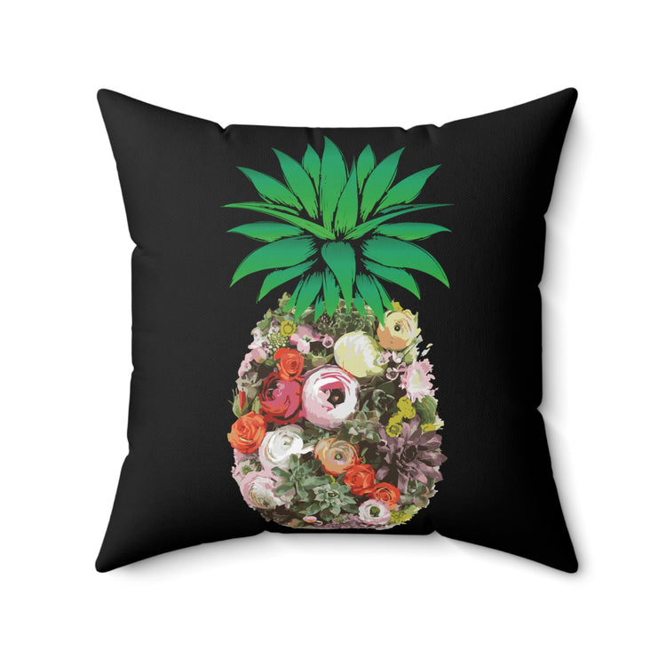 Floral Pineapple Aloha Summer Vegan Spun Polyester Square Pillow