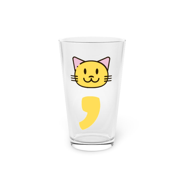 Beer Glass Pint 16oz Semicolon Kitten Enthusiast Uplifting Graphic Tee Shirt Gift | Cute Disorders