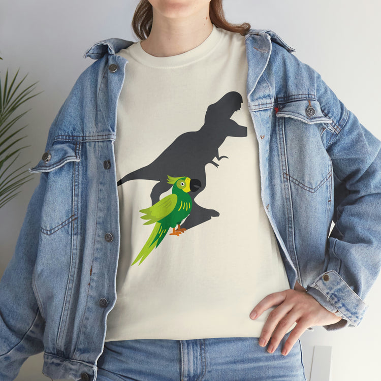 Shirt Funny Screaming Parrot Courageous Dinos Cockatiel Bird Dinosaur Animal Comical T-Shirt Unisex Heavy Cotton Tee