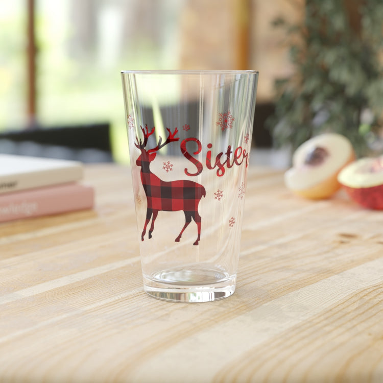 Beer Glass Pint 16oz Christmas Reindeer Family Shirts | Mommy And Me Shirts | Father Daughter Gift |
