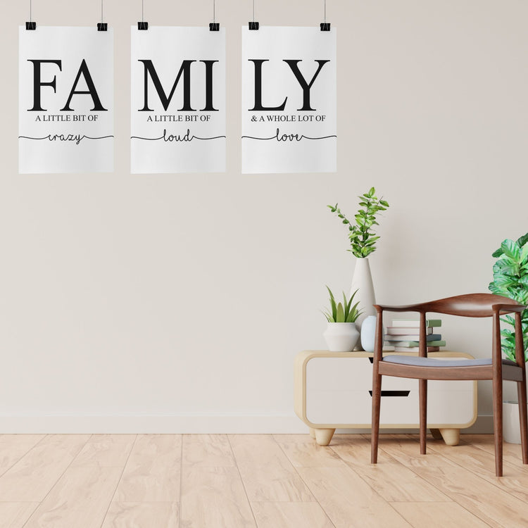 Family Wall Art Home Decor Poster Set (3 Pieces)