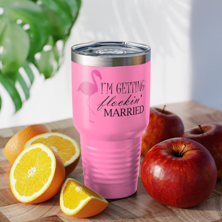 30oz Tumbler Stainless Steel Colors  Humorous Bridal Entourages Flamingoes Illustration Puns Hilarious Bridesmaids