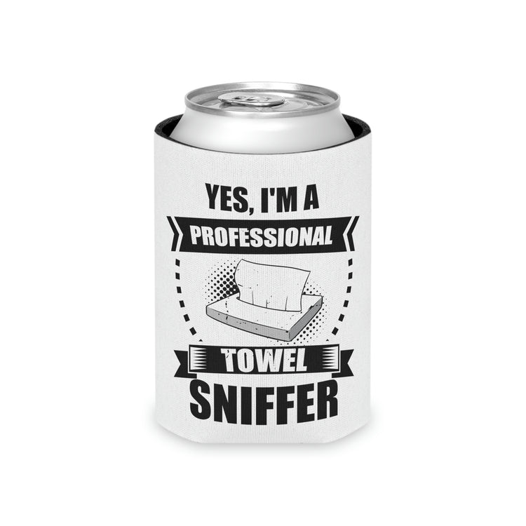 Beer Can Cooler Sleeve Funny I'm a Professional Towel Sniffer Snif Test  Humorous Scent Expert Smell Occupation