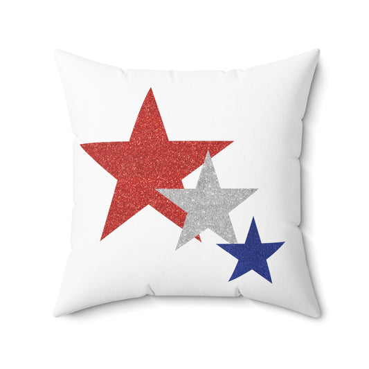 Three Stars Fourth Of July Spun Polyester Square Pillow