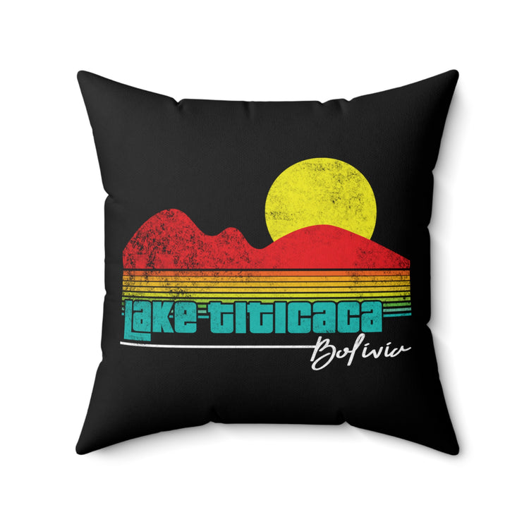 Retro Lake Titicaca Bolivia Ocean Graphic Vintage Island Hopping Chillin' Men Women T Shirt Spun Polyester Square Pillow