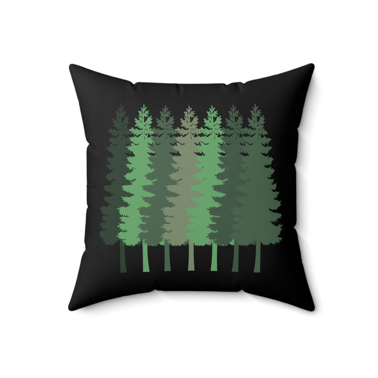 pine tree Happy Camper Mountain Camping Hiking Spun Polyester Square Pillow