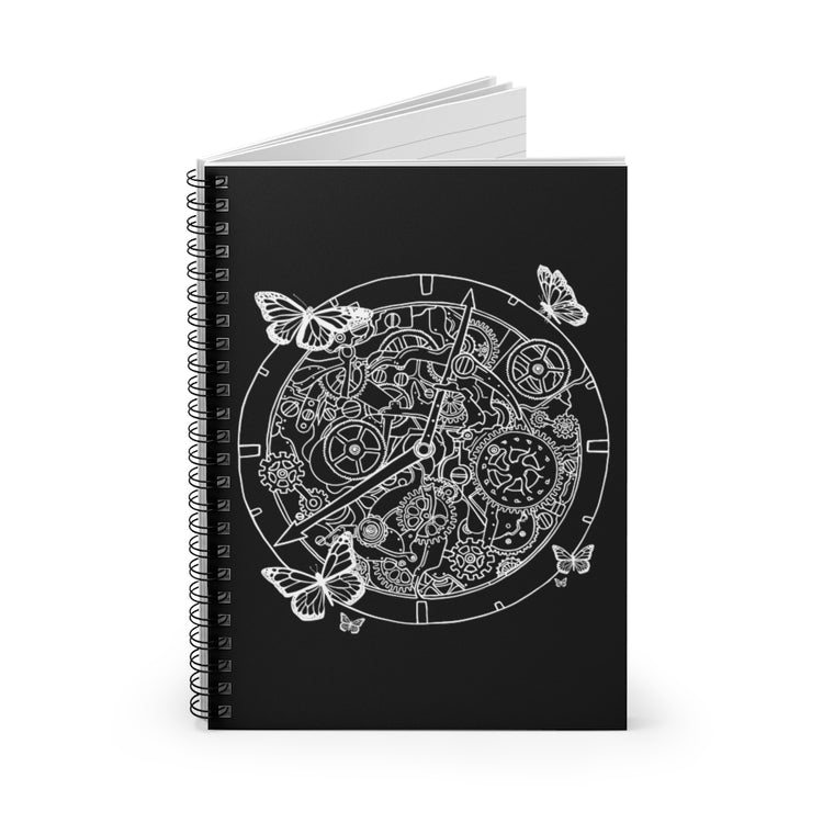 Spiral Notebook   Humorous Steampunk Clock Mechanical Sarcastic Gears Humor Funny Butterflies Workers Sayings Sarcastic Machines