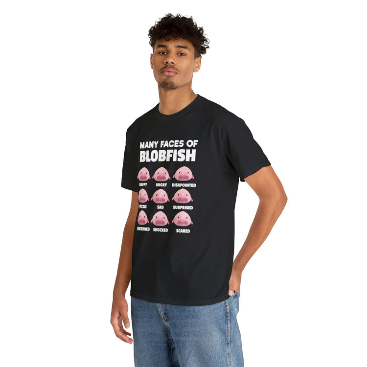 Shirt Funny Many Faces Of Blobfish Ugly Weird creatures viral lovers Humorous Memes T-Shirt Unisex Heavy Cotton Tee