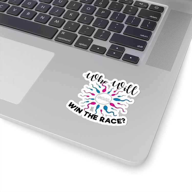 Sticker Decal Who Will Win The Race Funny Gender Announcement Stickers For Laptop Car