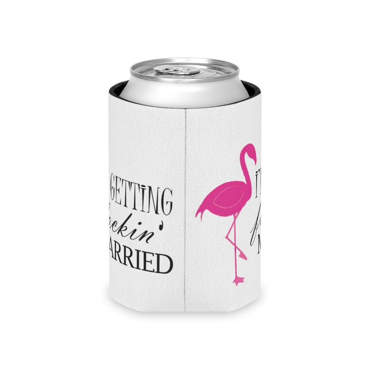 Beer Can Cooler Sleeve Humorous Bridal Entourages Flamingoes Illustration Puns Hilarious Bridesmaids