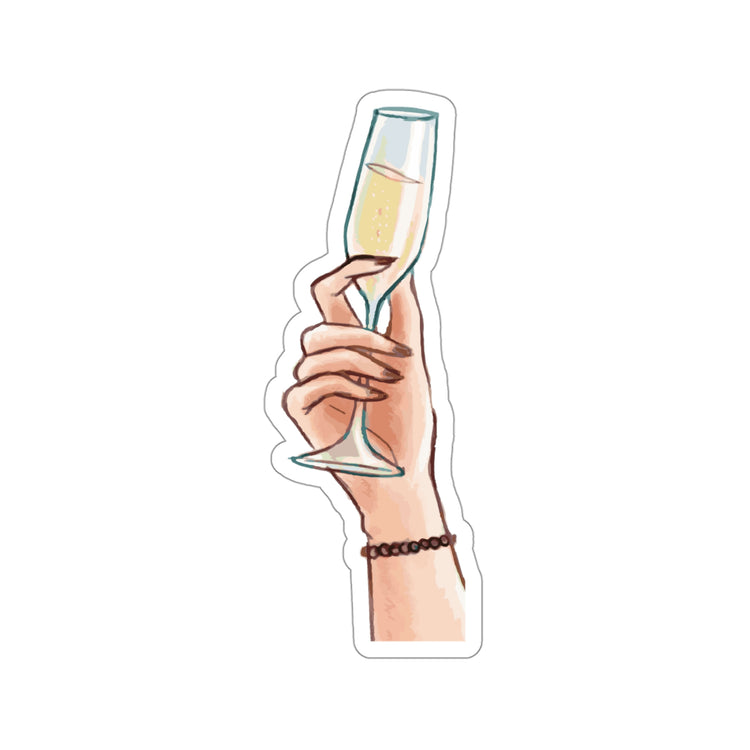 Sticker Decal Humorous Bridal Besties Champagnes Devotees  Hilarious Bridesmaids Drinking Illustration Pun