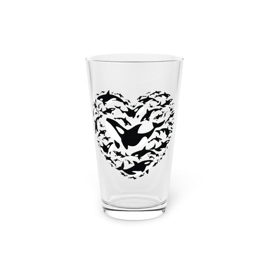 Beer Glass Pint 16oz  Orcas Killer Whale Environmentalists