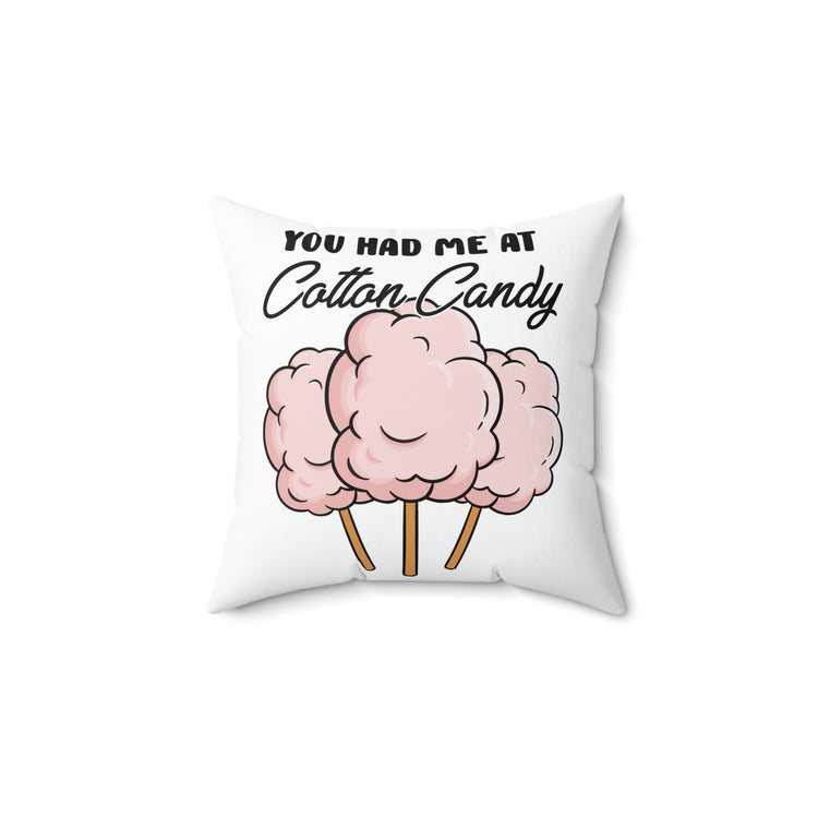 Humorous Sugary Taffy Puffy Desserts Sweets Fairy Floss Spun Wool Candyfloss Tinsel Spun Polyester Square Pillow