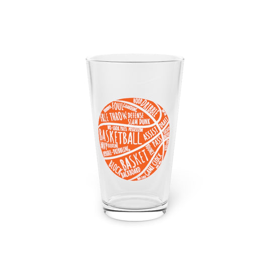 Beer Glass Pint 16oz  Cute Wordy Basketball Court Game