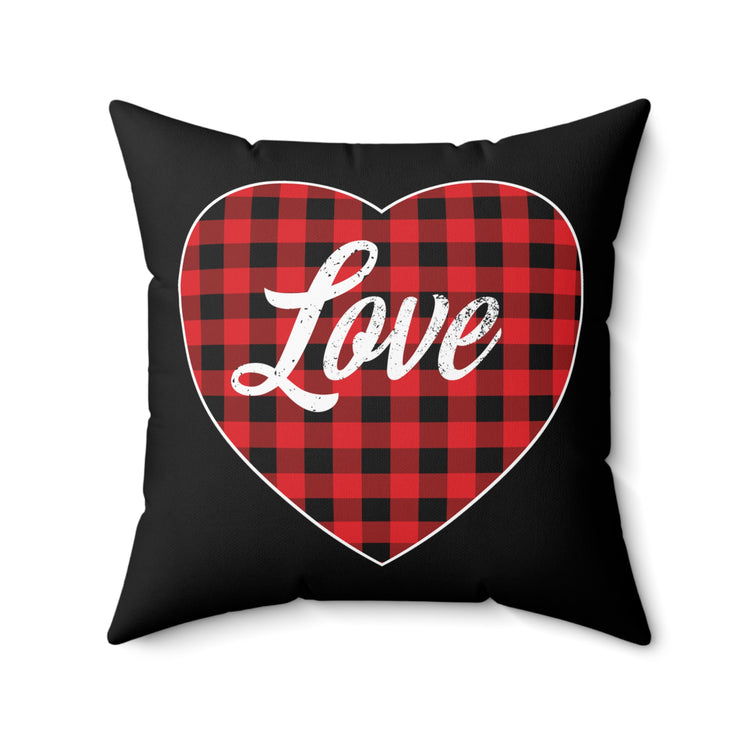 buffalo plaid heart 2 Spun Polyester Square Pillow