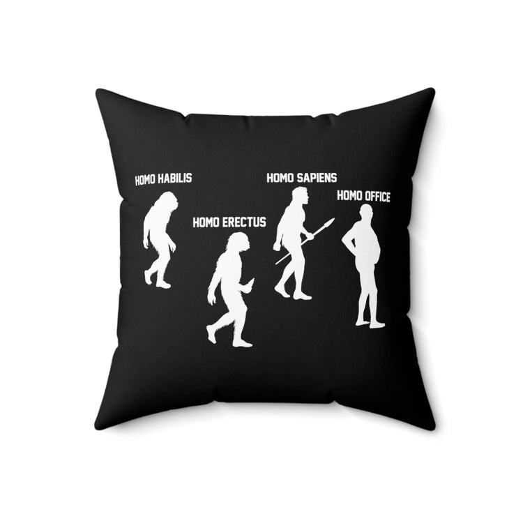 Hilarious Evolving Apes Working Remotely Illustration Pun Hilarious Evolving Apes Working Remotely Illustration Pun Spun Polyester Square Pillow