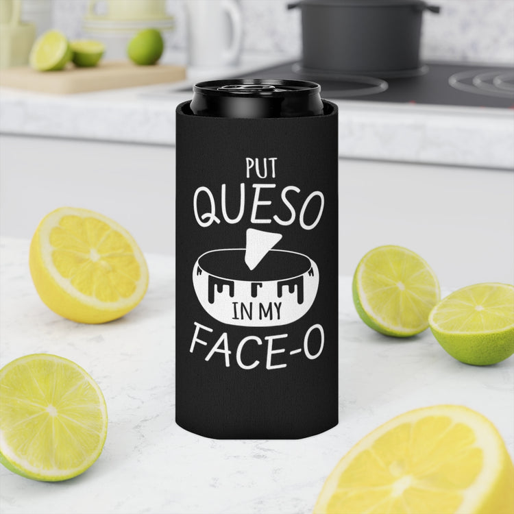 Beer Can Cooler Sleeve Humorous Mexican Queso Enthusiasts Food Illustration Puns Hilarious Foods