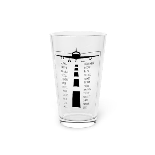 Beer Glass Pint 16oz  Humorous Code Words Transcription Airplane Airliner Lover Novelty Airdrome