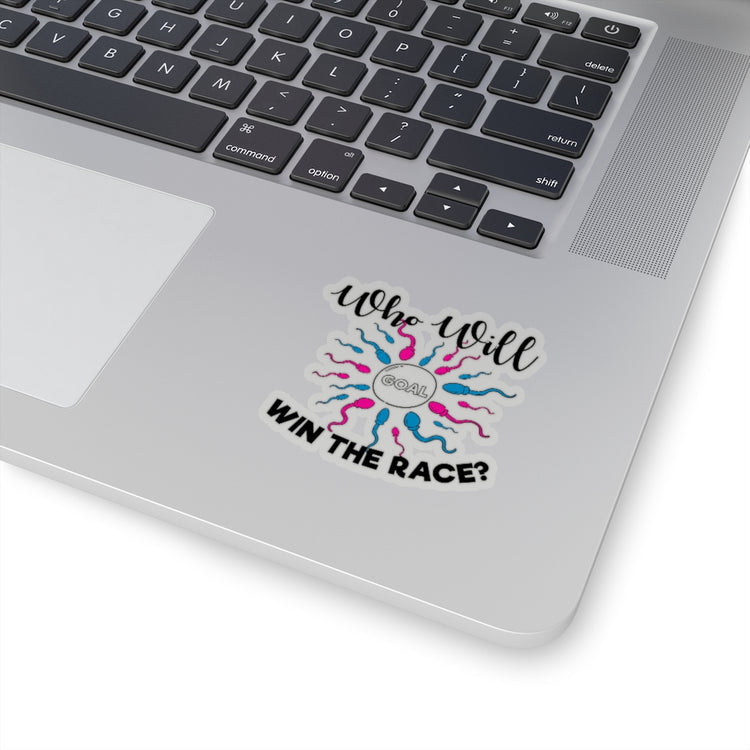 Sticker Decal Who Will Win The Race Funny Gender Announcement Stickers For Laptop Car