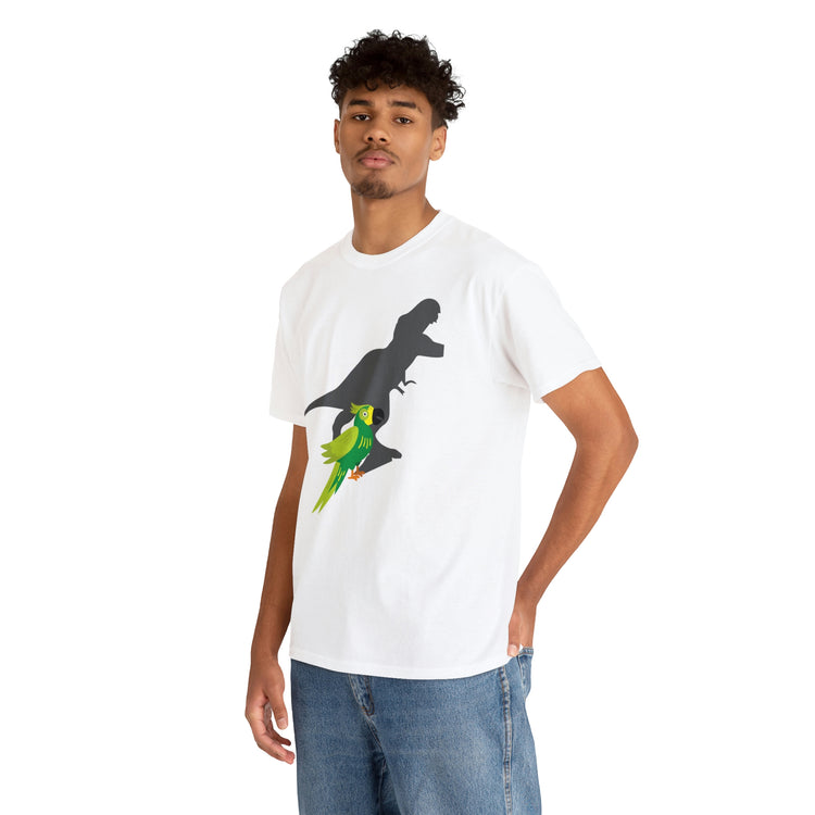 Shirt Funny Screaming Parrot Courageous Dinos Cockatiel Bird Dinosaur Animal Comical T-Shirt Unisex Heavy Cotton Tee