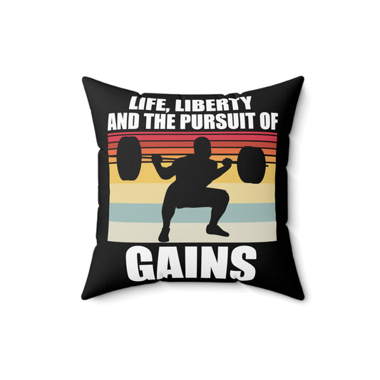 Novelty Patriotic Weightlifter Bodybuilder Bodybuilding Fan Hilarious Chauvinistic Physical FItness Working Out Lover Spun Polyester Square Pillow