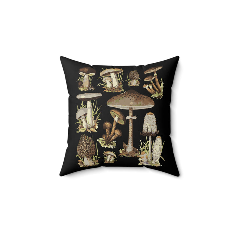 Mushroom Hunting Botanical Spun Polyester Square Pillow