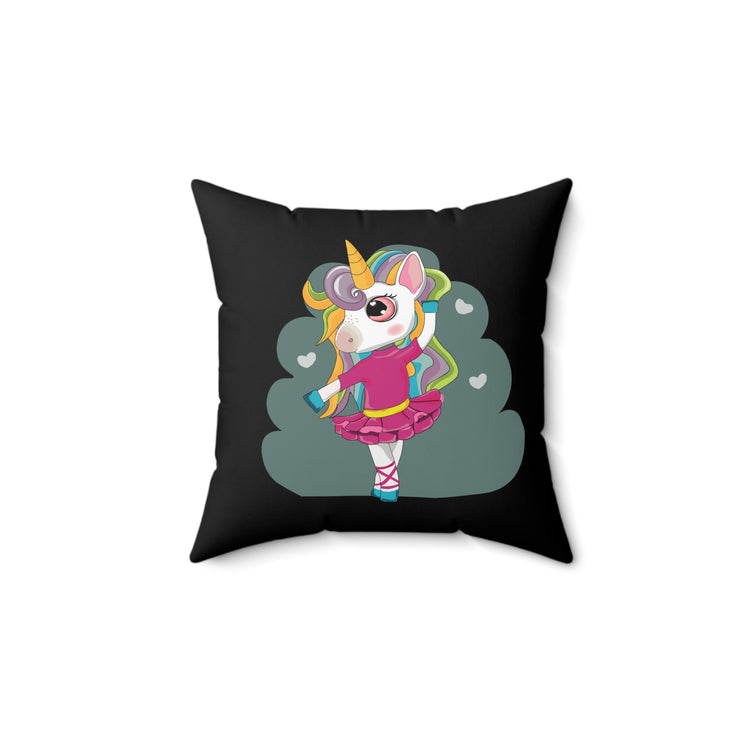 Ballet Dancer Enchanted Rainbow Unicorn Spun Polyester Square Pillow