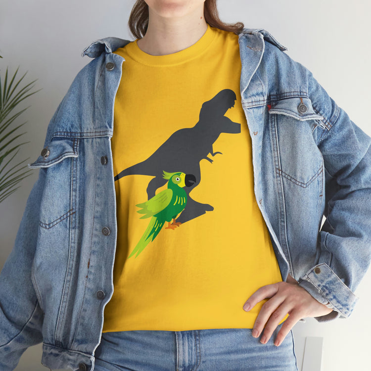 Shirt Funny Screaming Parrot Courageous Dinos Cockatiel Bird Dinosaur Animal Comical T-Shirt Unisex Heavy Cotton Tee