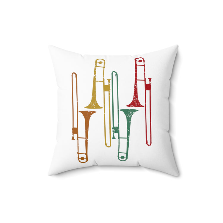 Retro Trombonist Jazz Music Horn Trumpets Spun Polyester Square Pillow