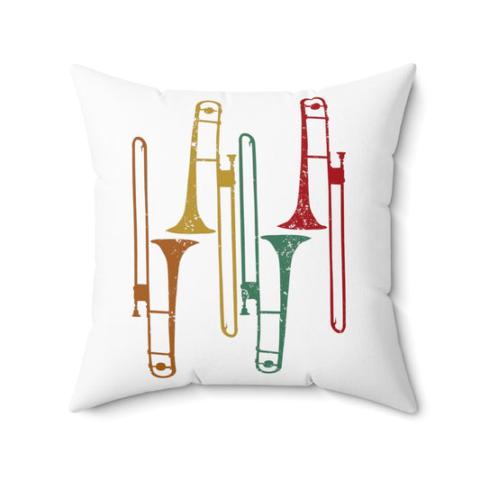 Retro Trombonist Jazz Music Horn Trumpets Spun Polyester Square Pillow