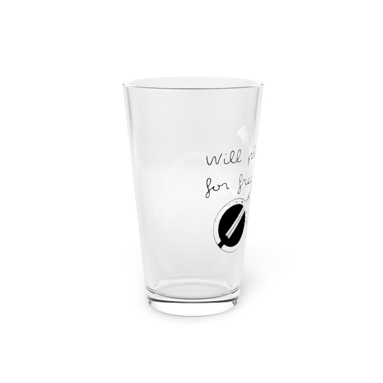Beer Glass Pint 16oz Hilarious Will Play For Free Guitar Guitarist Musicians Fan Humorous Strumming